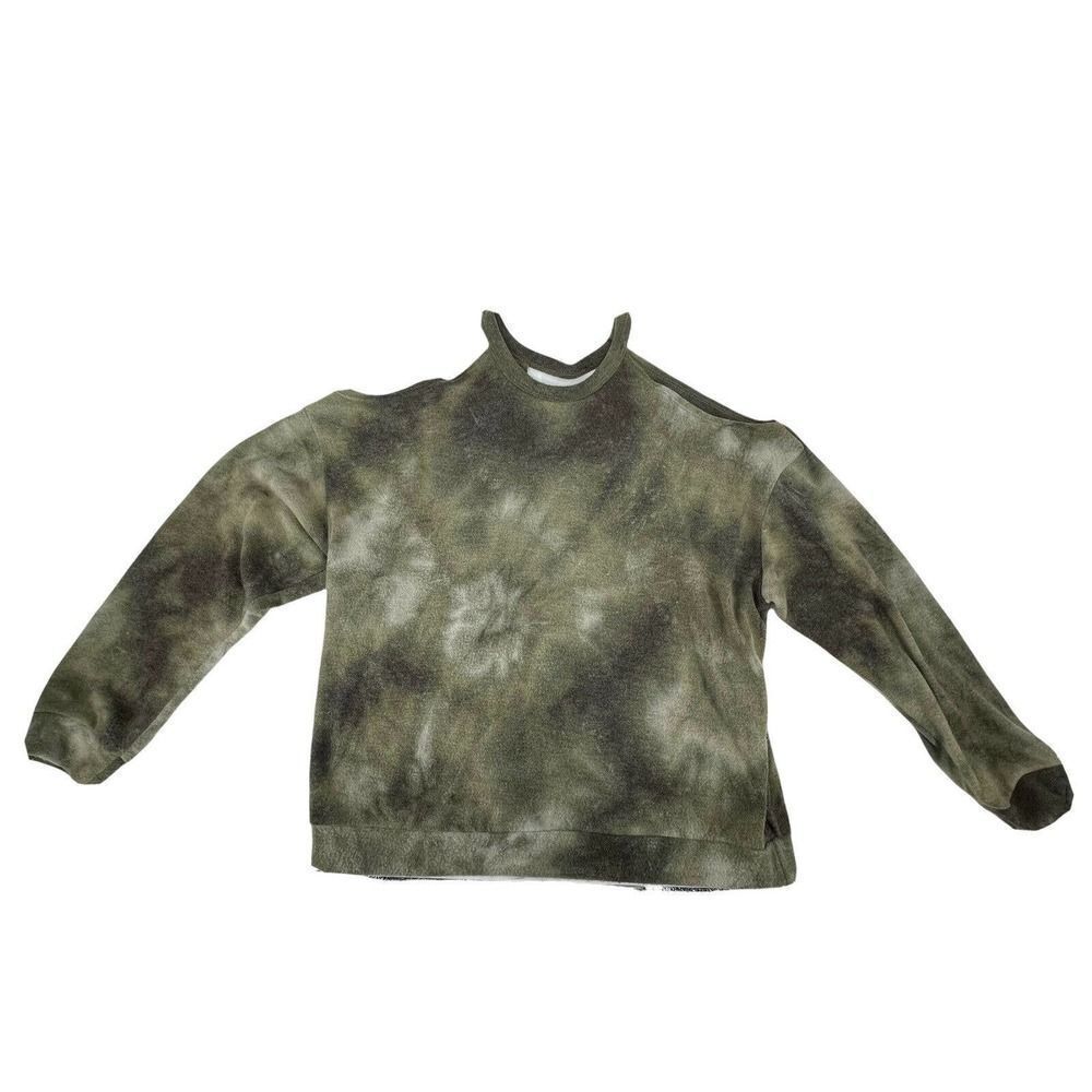 Tie Dye Cold Shoulder Sweatshirt Green Cozy Soft Inside Out 143 Story Size S Top